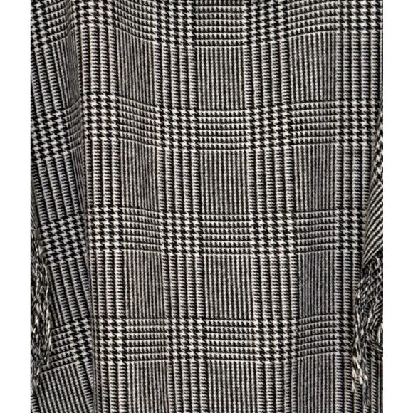 Talbots M/L Black White Houndstooth Fringe Cape Poncho Cowl Neck Classic Chic - Picture 5 of 6